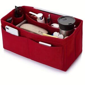 Handbag Insert/ Purse Tote (felt) - Large Style 4 - (12 x 6.5 x 6.5) - Br.Red